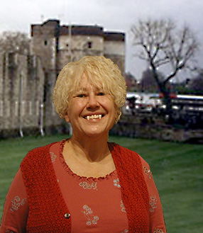 Eva Thury, smiling, showing vampire teeth